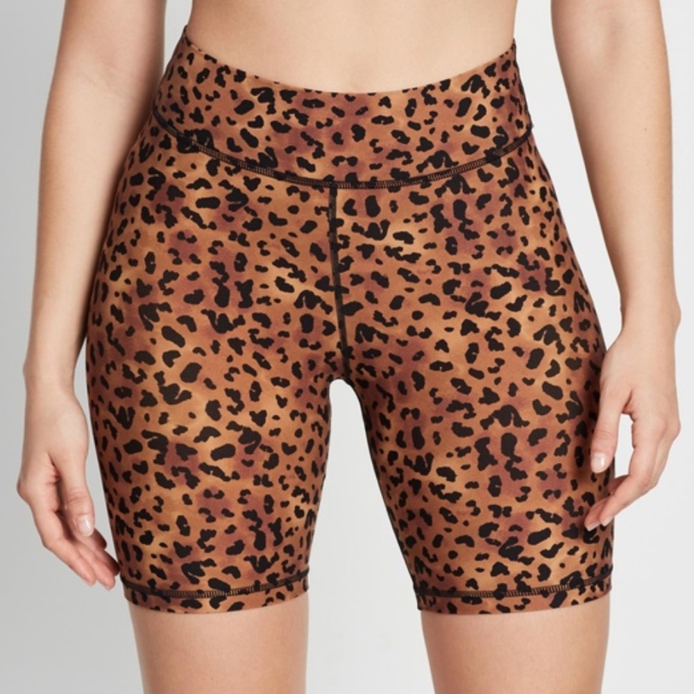 NWT the upside Mojave Leo‎ short small leopard animal print high rise biker